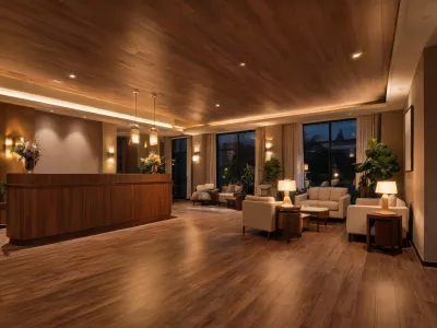 Hotel lobby with vinyl plank flooring