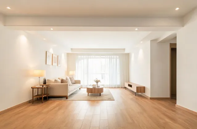 After renovation with Armstrong vinyl plank and ceiling detail
